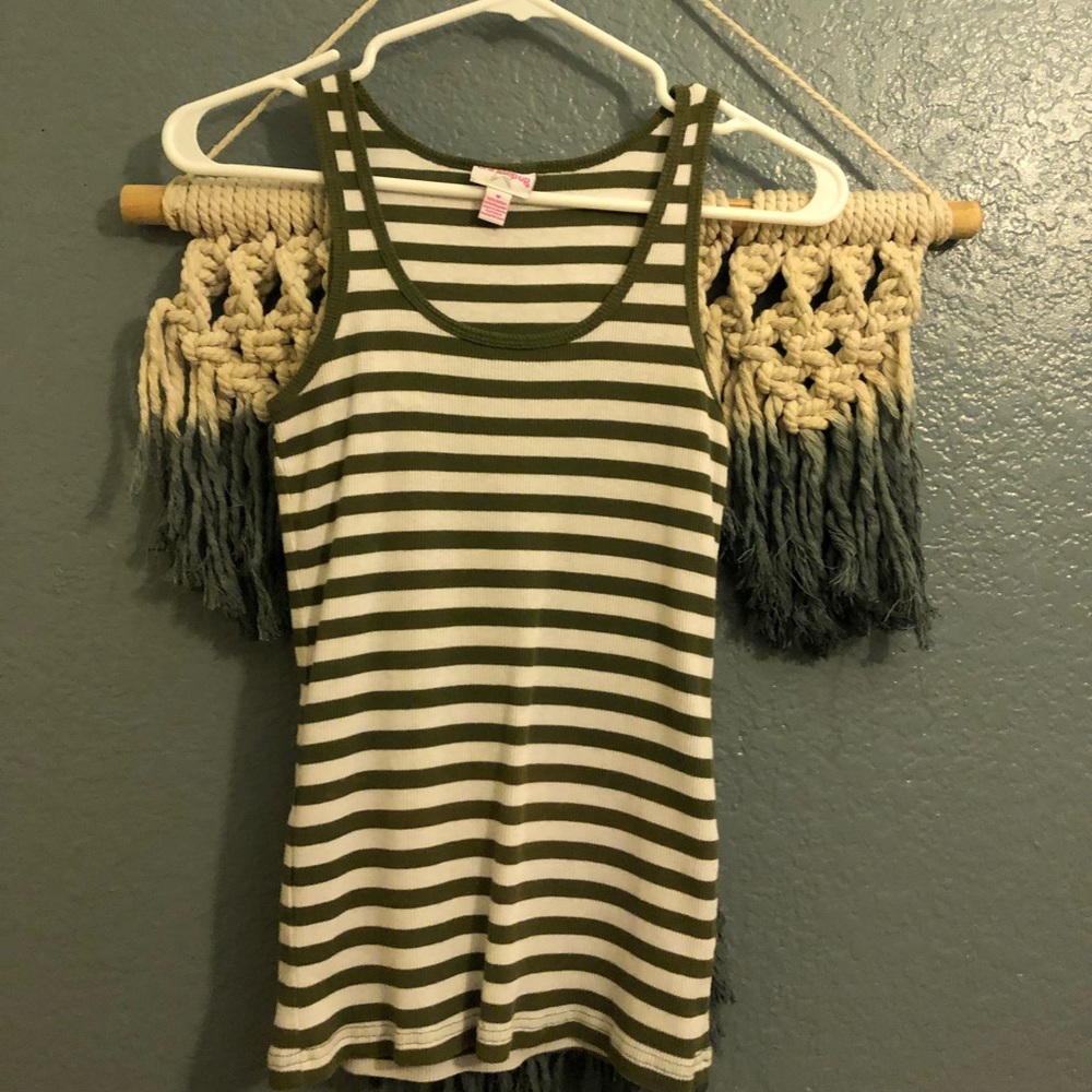 Olive and white stripped tank top